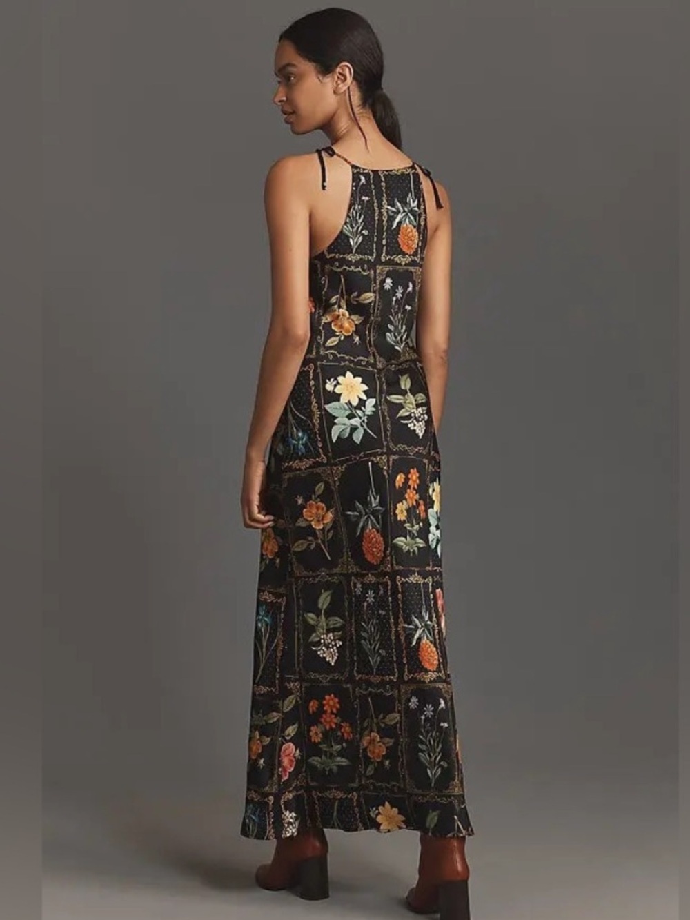 Anthropologie Botanical Halter Maxi Dress with Multicolor Blooms - Picture 2 of 6
